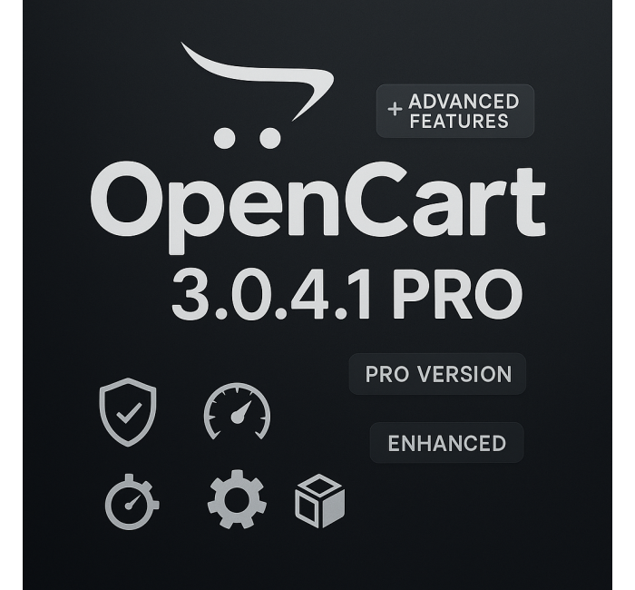 OpenCart 3.0.4.1 PREMIUM 2025 Розширена версія Логотип OpenCart 3.0.4.1 PRO — Покращена версія CMS з додатковим функціоналом