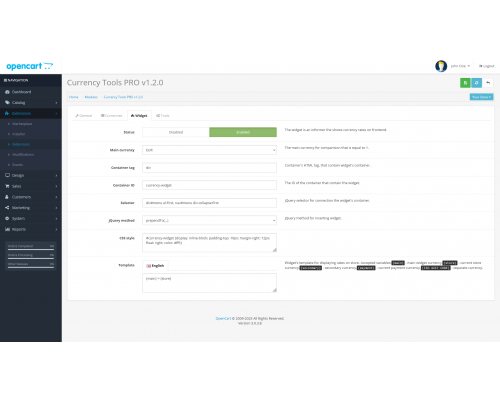 Модуль Валютні Інструменти PRO для OpenCart
