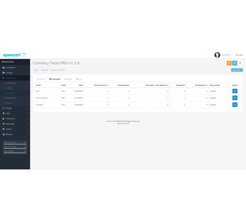 Модуль Валютные Инструменты PRO для OpenCart