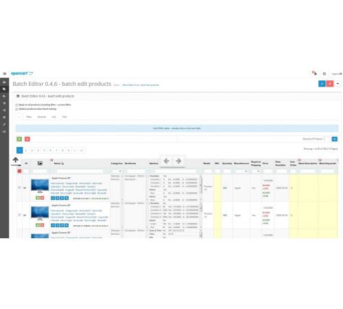Модуль Batch Editor - пакетне редагування товарів для Opencart