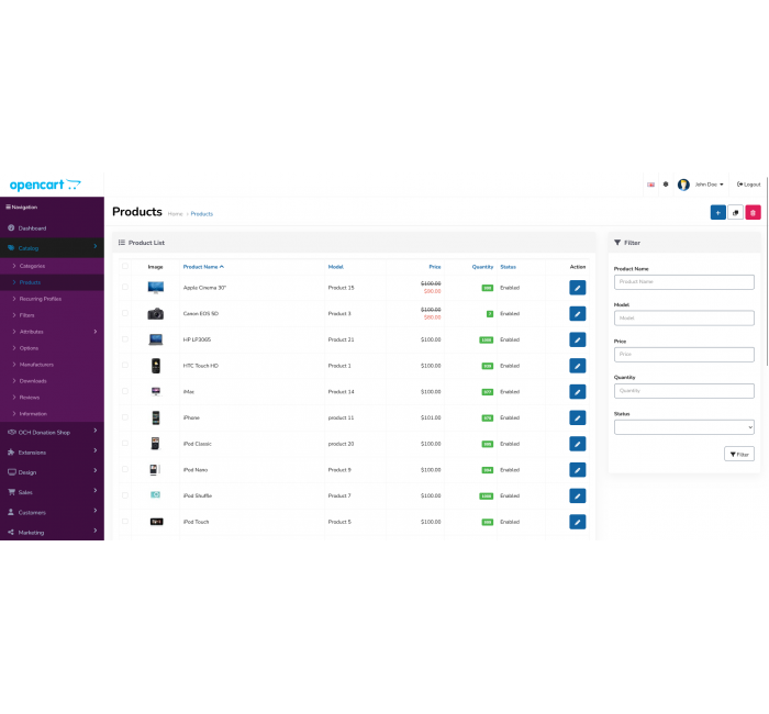 AlFa - Тема для Адмін-панелі AlFa - Тема Адмін-панелі для Opencart для Opencart