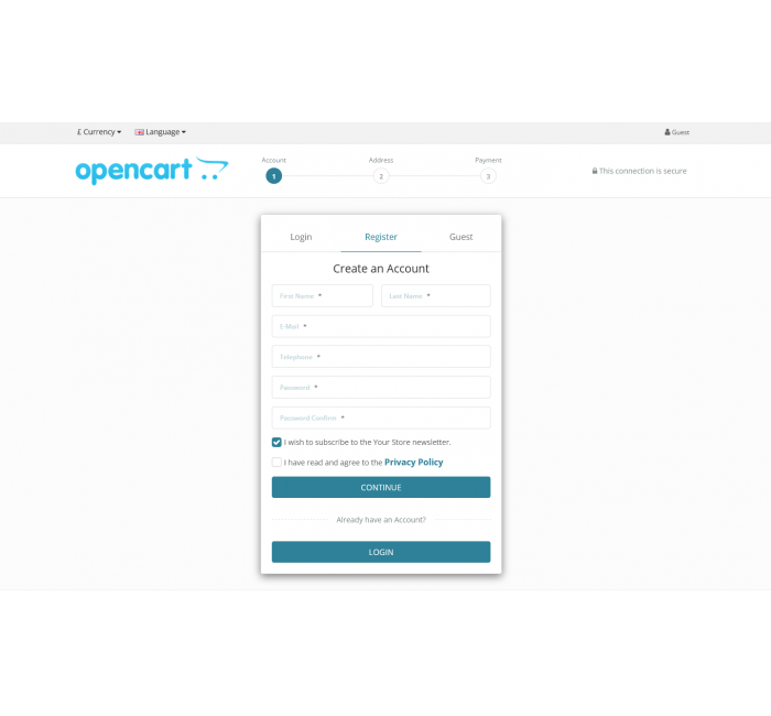 Легкое оформление заказа и регистрация – Ajax Best Checkout для OpenCart 3 Легкое оформление заказа и регистрация – Ajax Best Checkout для OpenCart 3