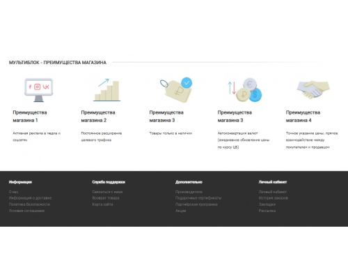 MultiBlock - Block of multi contacts, block of benefits, lookbook