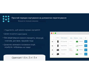 Модуль Сортування перетягуванням Easy Sort Order with Drag & Drop для Opencart