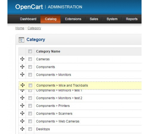 Модуль Сортування перетягуванням Easy Sort Order with Drag & Drop для Opencart