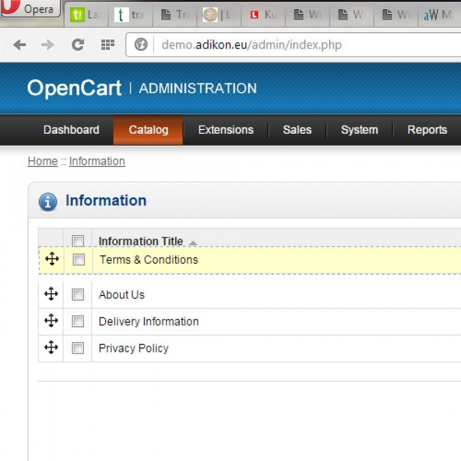 Module Easy Sort Order with Drag & Drop for Opencart