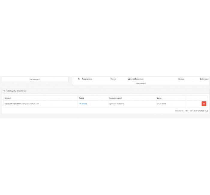 Модуль Повідомити про наявність для Opencart Модуль Повідомити про наявність для Opencart