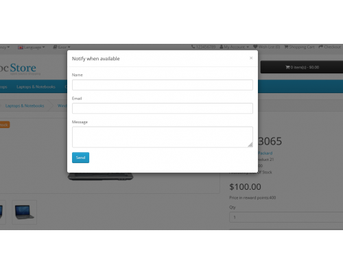 Module Notify When Available for Opencart