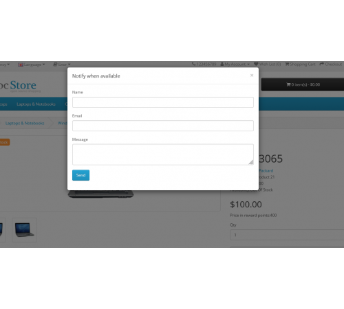 Module Notify When Available for Opencart