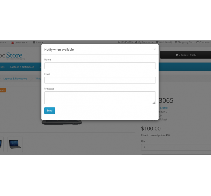 Модуль Повідомити про наявність для Opencart Модуль Повідомити про наявність для Opencart