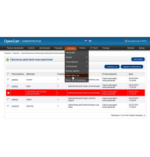 Pencatatan modul tindakan pengguna admin untuk OpenCart