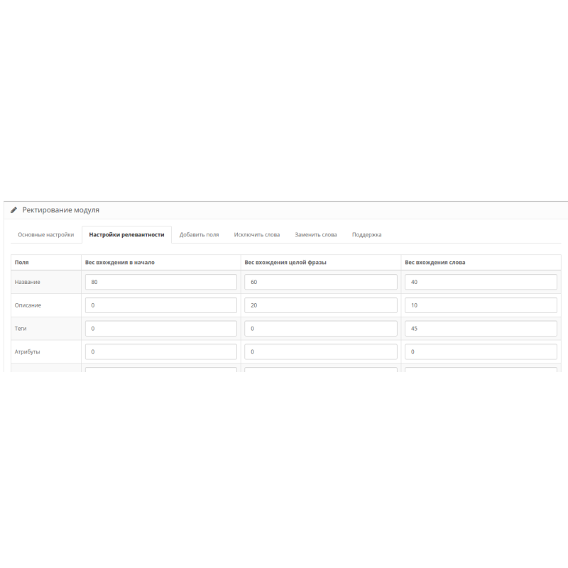 Модуль поиска Поисковая система с морфологией и релевантностью PRO для OpenCart
