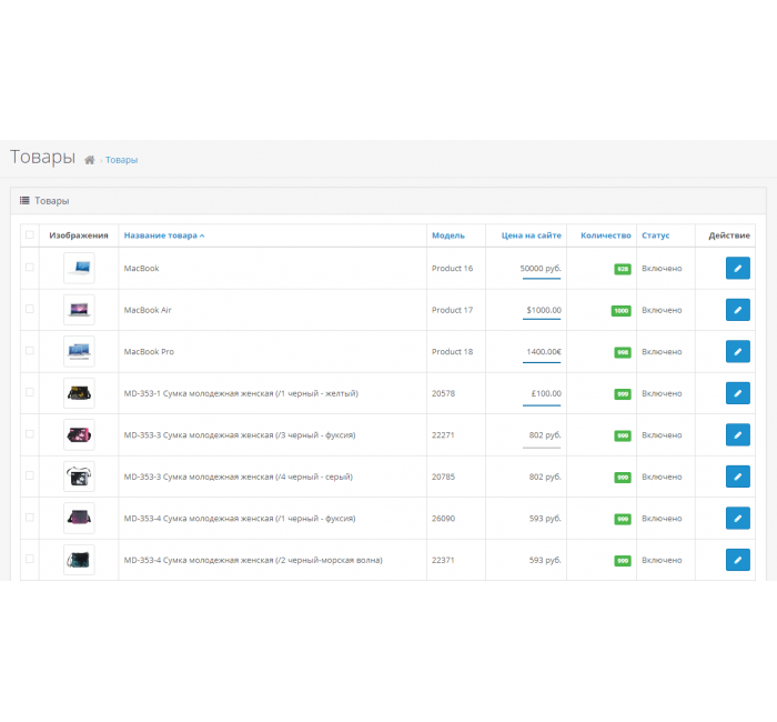 Module multicurrency products for Opencart Module multicurrency products for Opencart