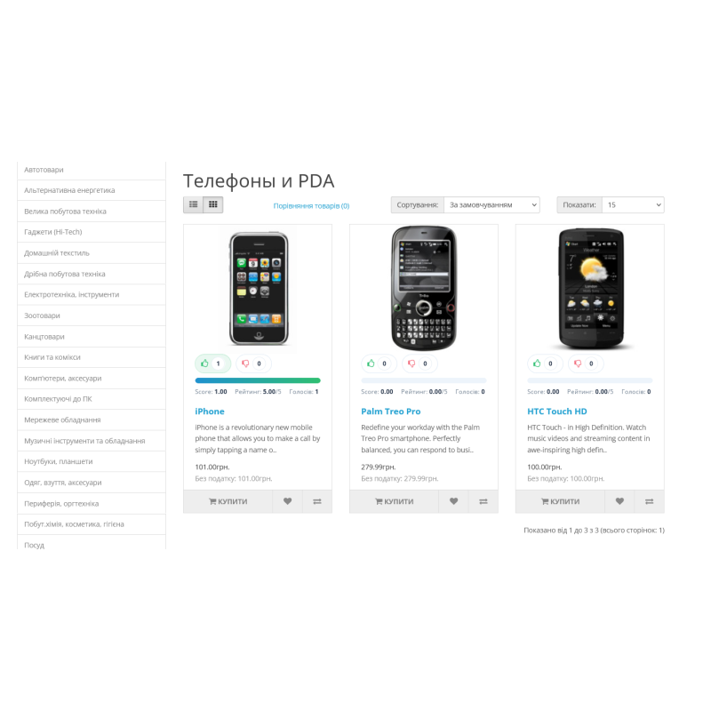 Модуль лайків та дизлайків товарів для OpenCart