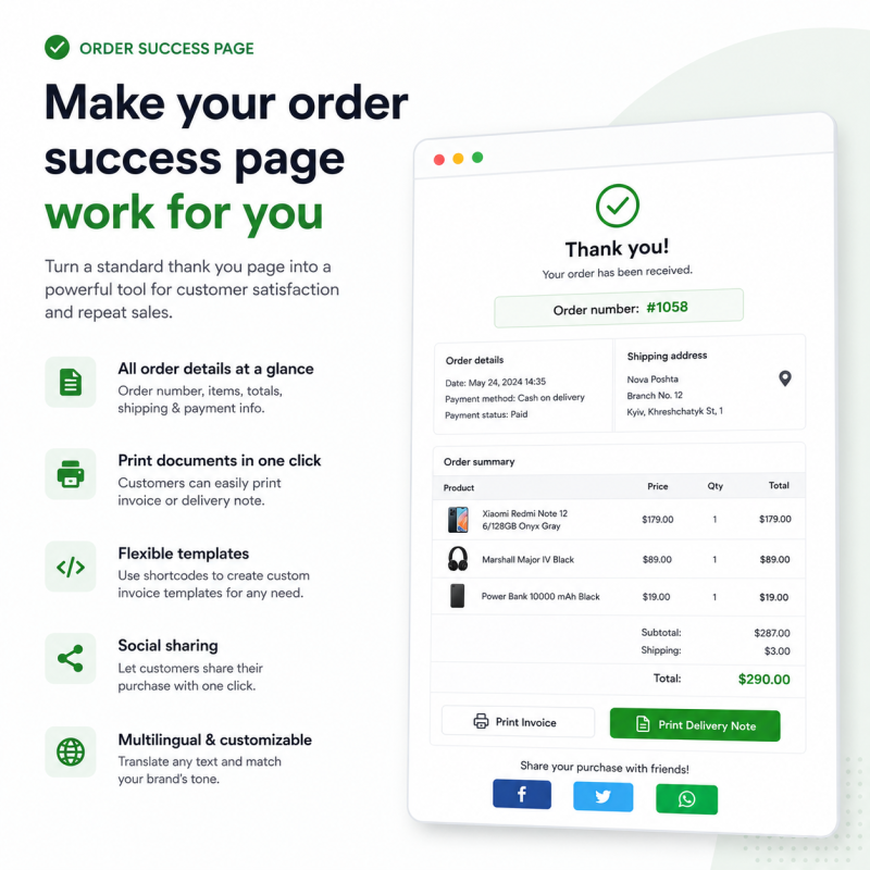 модуль сторінки дякуємо за замовлення opencart