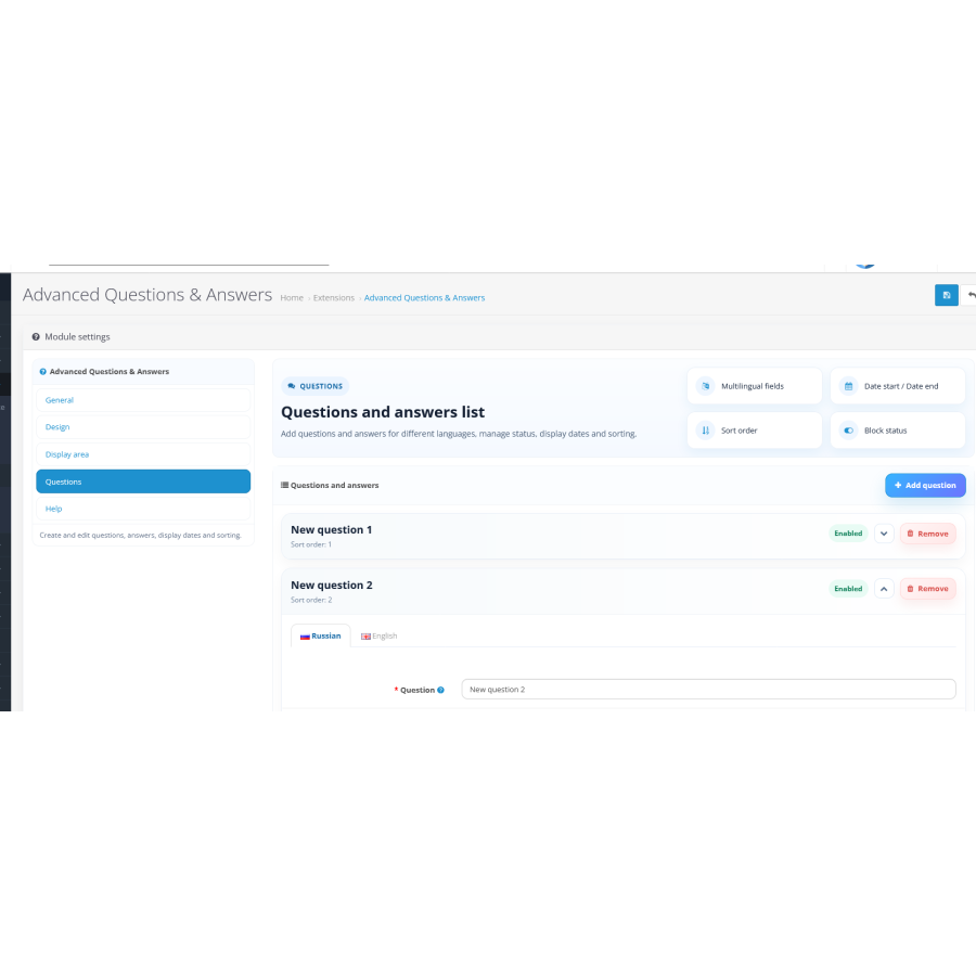 Модуль ADV Questions & Answers – FAQ с микроразметкой schema.org для OpenCart