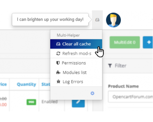 Инструменты Admin Multi-Helper - Clear cache, refresh ocmod