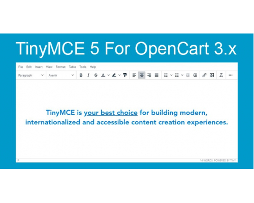 Module TinyMCE 5 Advanced editor for Opencart 3.x