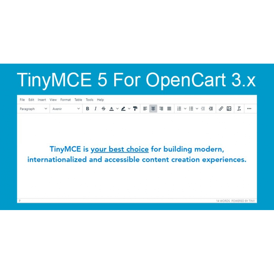 Модуль TinyMCE 5 Розширений редактор для Opencart 3.х