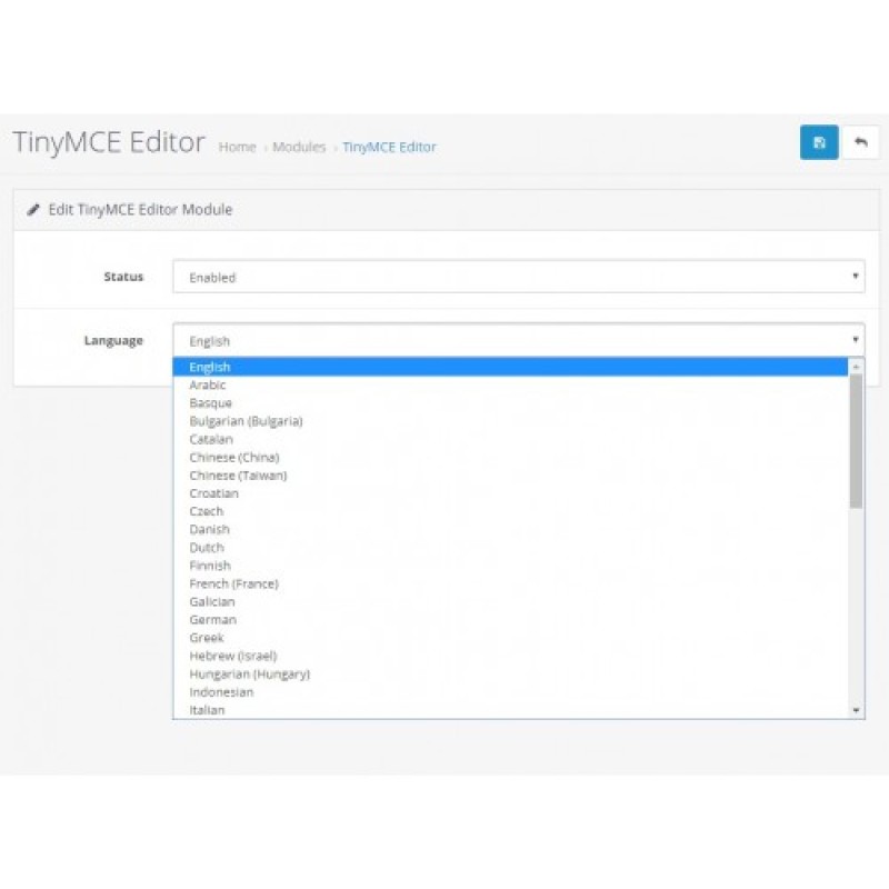 Opencart 3.x үшін TinyMCE 5 кеңейтілген редактор модулі