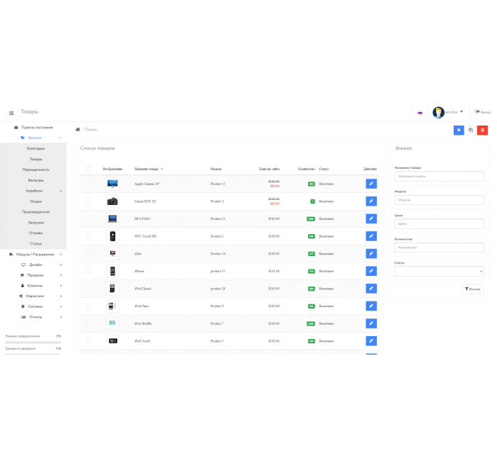 Светлая тема администратора Admin theme for dashboard для Opencart 3 Светлая тема администратора Admin theme for dashboard для OpenCart 3.x