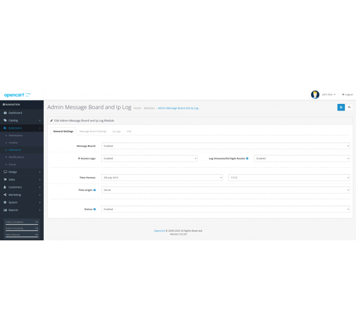 Admin Message Board and IP Log Внутренний чат для администратора и менеджеров для OpenCart — Обмен сообщениями в админ панели Чат для администратора и менеджеров в OpenCart