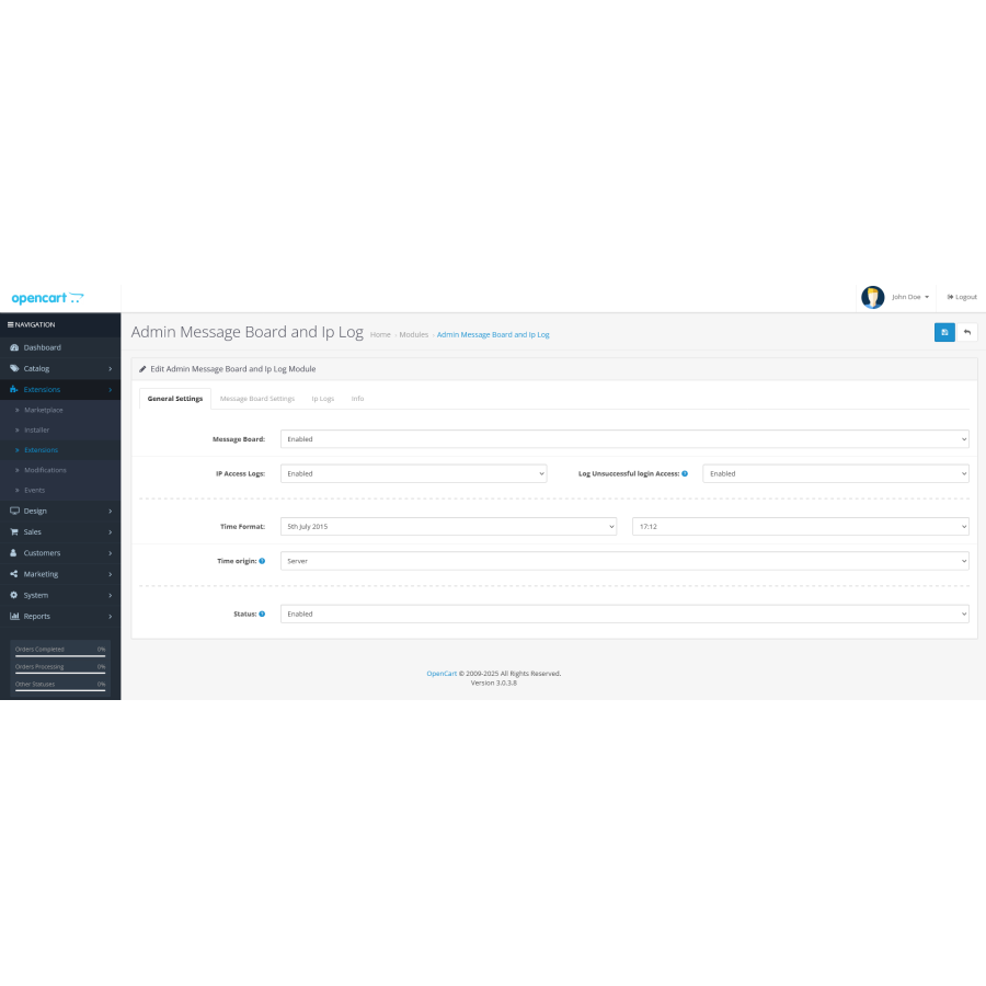 Chat for admin and managers in OpenCart