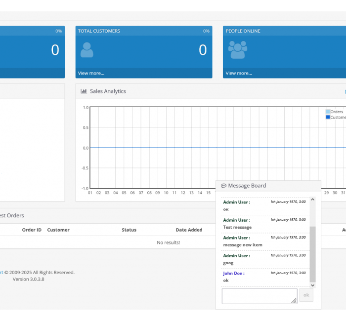 Admin Message Board and IP Log Внутренний чат для администратора и менеджеров для OpenCart — Обмен сообщениями в админ панели Чат для администратора и менеджеров в OpenCart