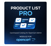 Інтерфейс модуля Список товарів Pro в адмін панелі OpenCart