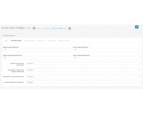 Модуль Smart Video Widgets видео в фоне, баннера, изображения, оповещения с настройкой условий показа для OpenCart