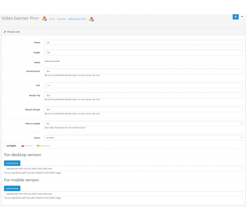 Modul Spanduk Video Adaptif Pro+ dengan pengaturan kondisi tampilan untuk OpenCart