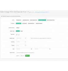 Bulk Price Change and Special Price Module for OpenCart