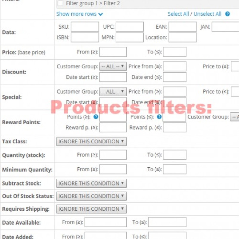 Atualizações em massa de produtos: Descontos, Promoções