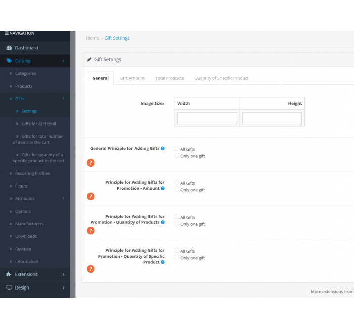 Модуль Подарунки за сумою, кількістю, вибраним товаром у кошику для OpenCart Подарунки за сумою, кількістю, вибраним товаром у кошику