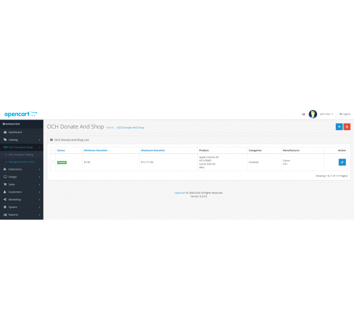 Авто-підбір рекомендованих товарів Модуль Управління пожертвами (Donation Management) для Opencart