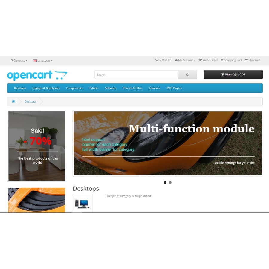 Banner PRO – banners for various categories + slideshow for opencards 2-3