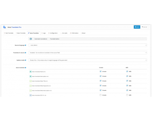 Auto Translation Pro module for OpenCart