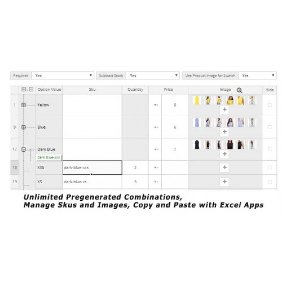 Module Advanced Options Product options