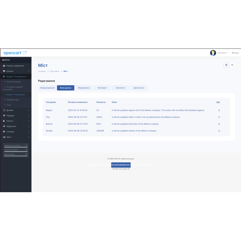 Meest API – модуль доставки Meest для OpenCart (обновленный) 1.5.0