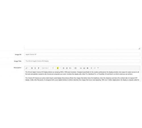 Відео з сервера в опис товару для OpenCart Свої Alt і Title головних зображень товарів