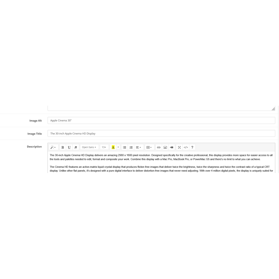 Your Alt and Title for the main product images