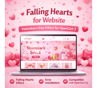 Serca na stronę internetową z okazji Walentynek Moduł dla OpenCart 3