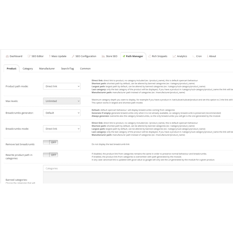 Комплект для SEO налаштувань (Full SEO Package) для Opencart