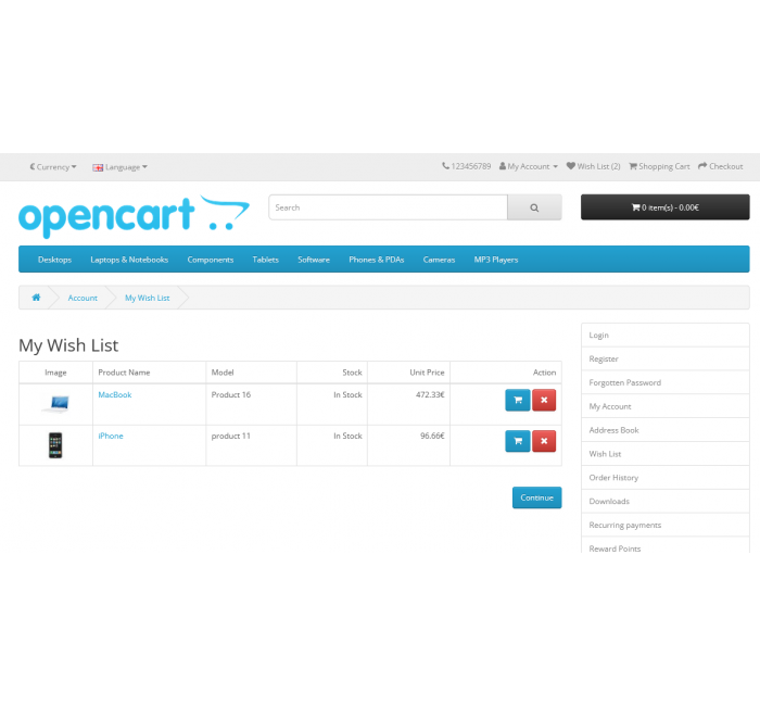 Закладки без реєстрації та авторизації для Opencart Закладки без реєстрації та авторизації для Opencart
