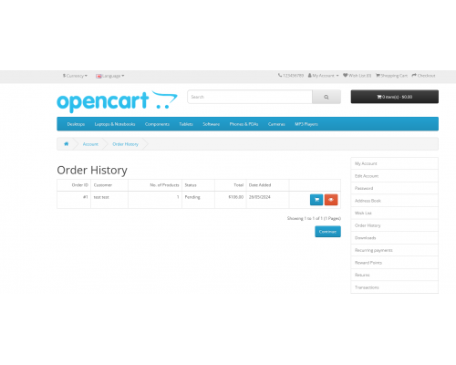 Повторный заказ – Repeat Order (Order Again) для Opencart