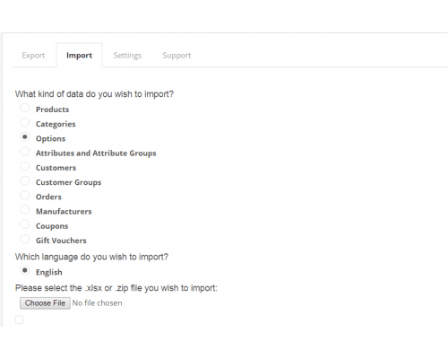 Export - Import of categories, goods, into an Excel file