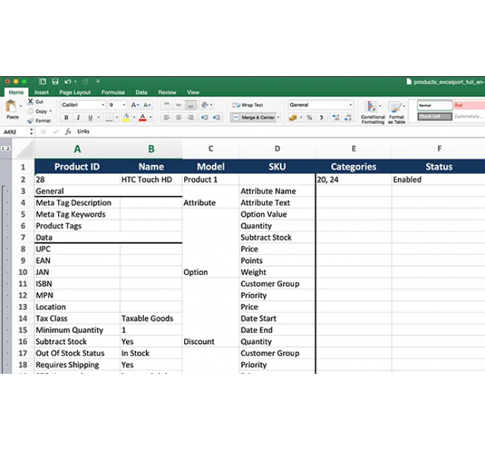 Експорт - Iмпорт категорій, товарів, в Excel файл Експорт - Iмпорт категорій, товарів, в Excel файл