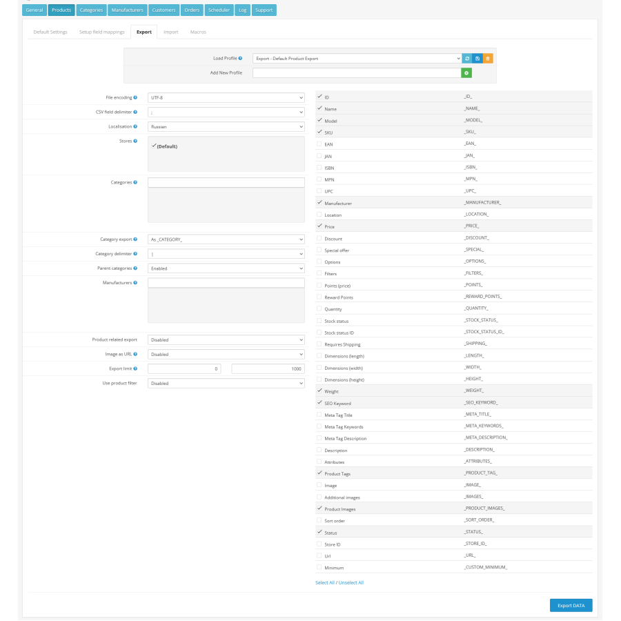 CSV Price Pro import/export module for OpenCart 1.5