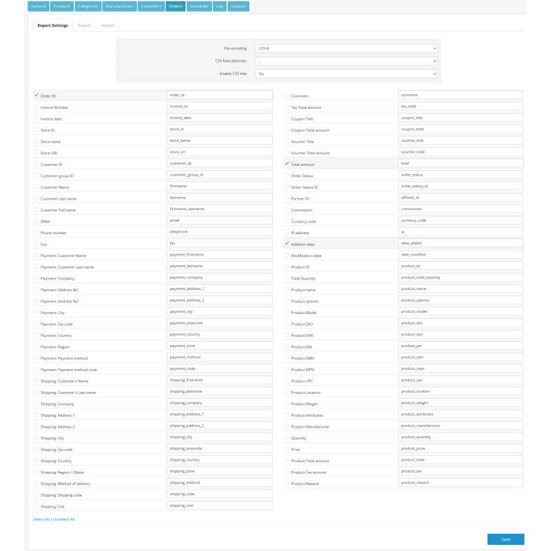 Модуль імпорту та експорту CSV Price Pro import/export для OpenCart 3.x