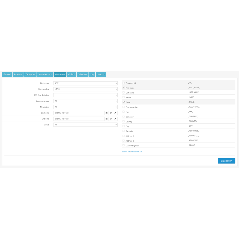 Модуль імпорту та експорту CSV Price Pro import/export для OpenCart 3.x